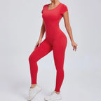2026 Yoga Jumpsuit Fitness Sports Overalls Gym Clothing Set Wear Pilates Workout Clothes Women Short Sleeves Outfit Activewear