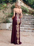 Women Evening Dresses Evening Prom Formal Gowns Wedding Party Long Dress Lace Applique Off Shoulder Dresses Gala