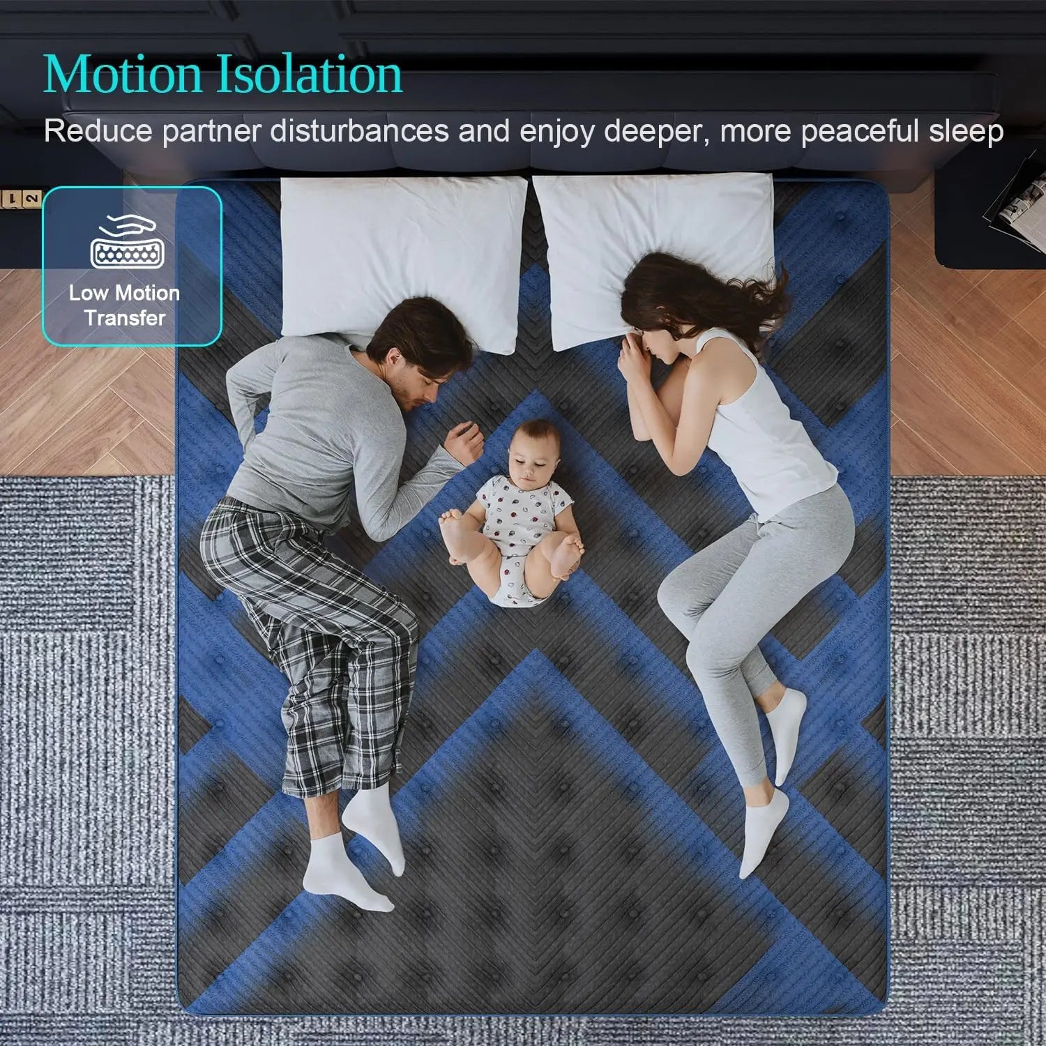 14 Inch Hybrid Queen Mattress with Gel Memory Foam & Pocket Coils, Medium Firm for Motion Isolation and Pressure Relief