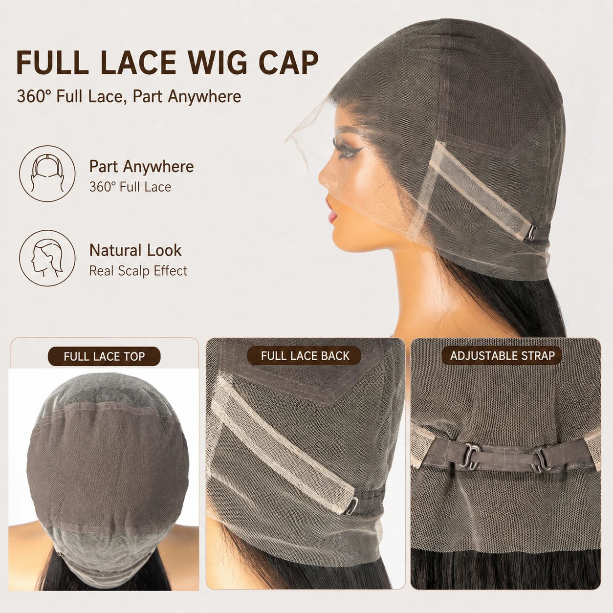 High End Real Full Lace Human Hair Wigs Bone Straight Brazilian 100% Raw Virgin Hair Breathable HD Full Lace Invisible Scalp Wig