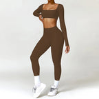 2-Piece Quick Dry Yoga Set – Long Sleeve Gym Outfit