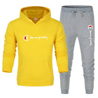 2026 Men's Tracksuit Hooded Sweatshirt+Sweatpants 2 Pcs Sets Sports Suit Casual Jogger Sportswear 2 Piece Male Streetwear Sets