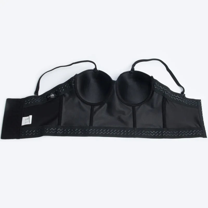 Stylish Wowen PU Leather Corset Imitation Leather Festival Clothing Bustier Lady Cropped Top Girls Punk Rock Club Party Camis