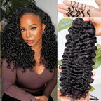 Natural Color Kinky Curly Crochet Hair Miracle Knots 100% Human Hair Soft Silky Bouncy Texture Full Head Extensions Luxury High End Hair