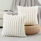 Faux Rabbit Fur Square Cushion Cover Big Thick Striped Super Soft Solid Color Pillow Cover 45x45cm Sofa Decor Cushion Cover