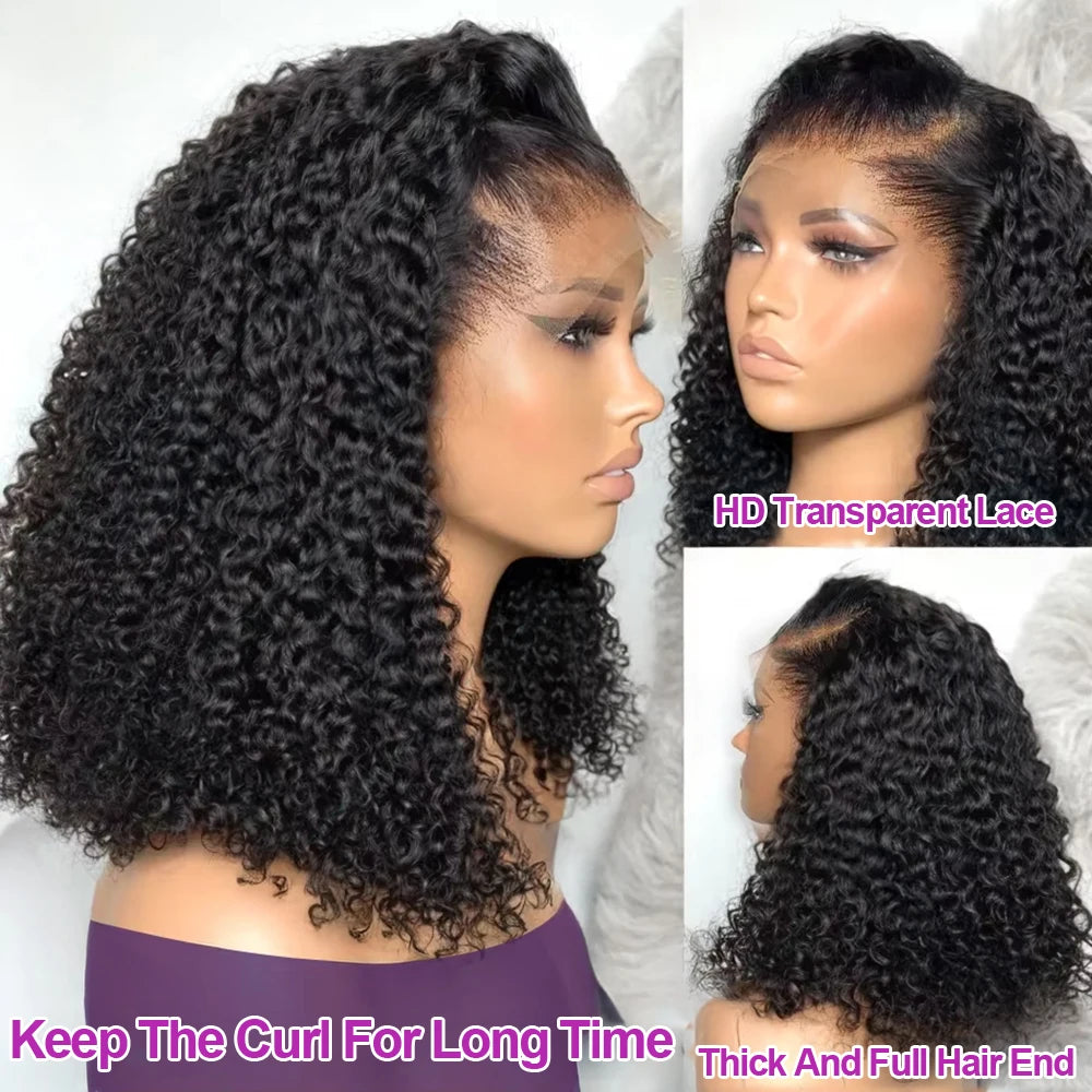 Short Bob Deep Wave Lace Frontal Wig PrePlucked 13x4 13x6 Lace Front Wig Peruvian Curly Human Hair Bob Wigs For Women and Girls