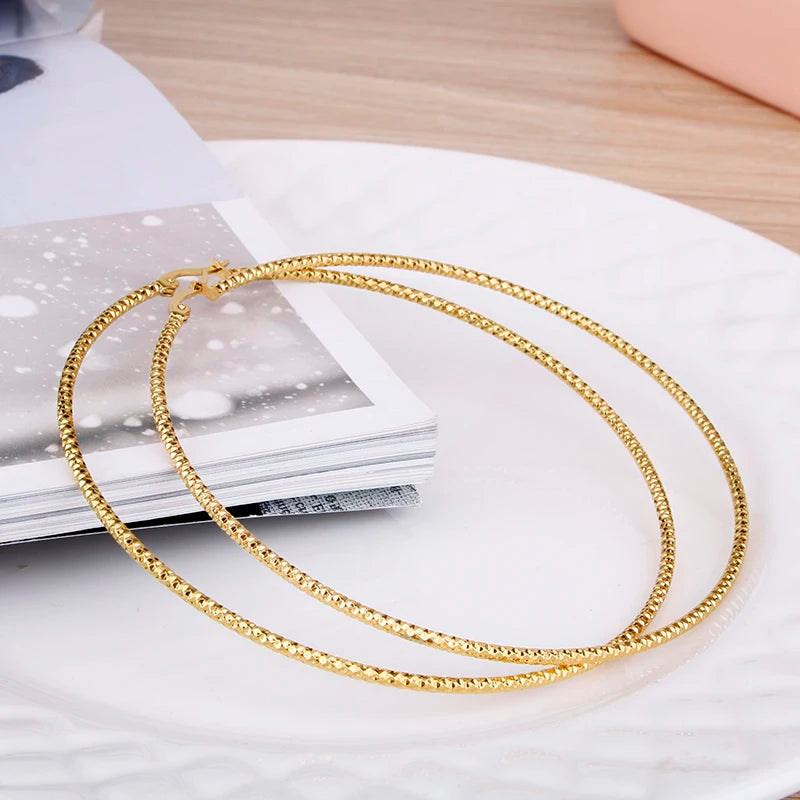 Hgflyxu Stainless steel Gold Hoop Earrings Large size Circle Ear Accessories Fashion Jewelry