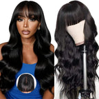 Body Wave Wigs with Bangs 3x1 Middle Part Lace Wig Human Hair Pre Plucked Body Wave Real Human Wigs with Bangs for Women 34 Inch