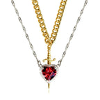 Heart and Sword Necklace Couple Necklaces Zircon Crystal Ring Bracelet Necklace Jewelry Set for Romantic Valentine's Day Gifts