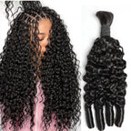 Human Hair Bulk Boho Braids Burmese Curly Bundles Human Hair Bulks For Bohemian Knotless Braiding Virgin Crochet Hair Extensions