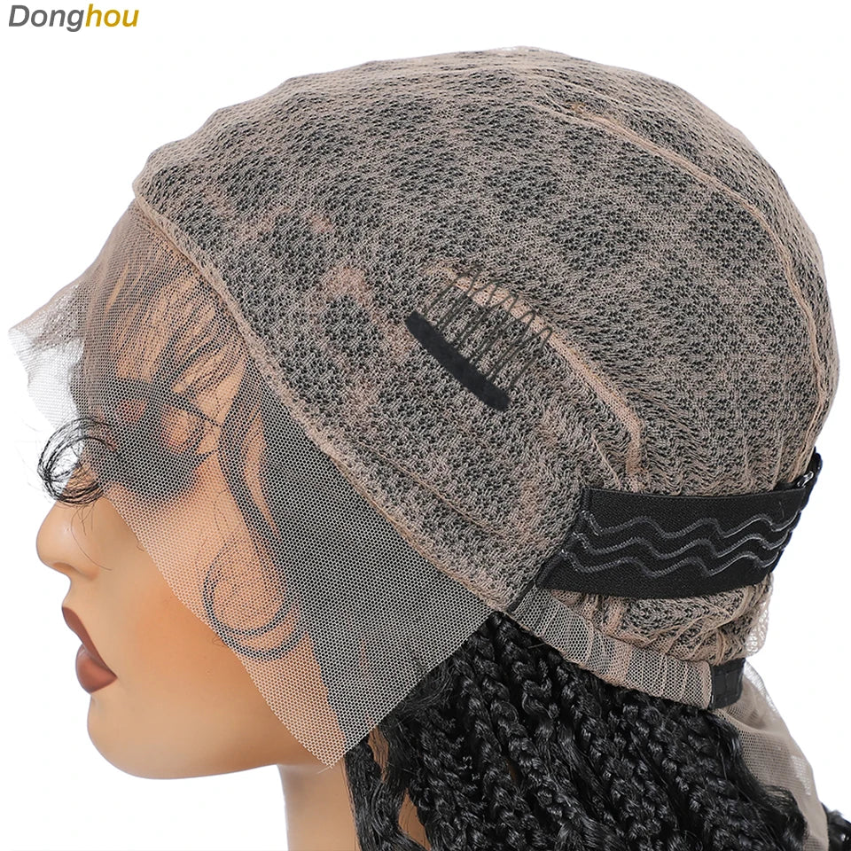 Donghou 24Inch Lace Front Boho Braided Wigs for Women Knotless Braid Wig Natural Hairline Box Braid wigs Premium Lightweight Wig