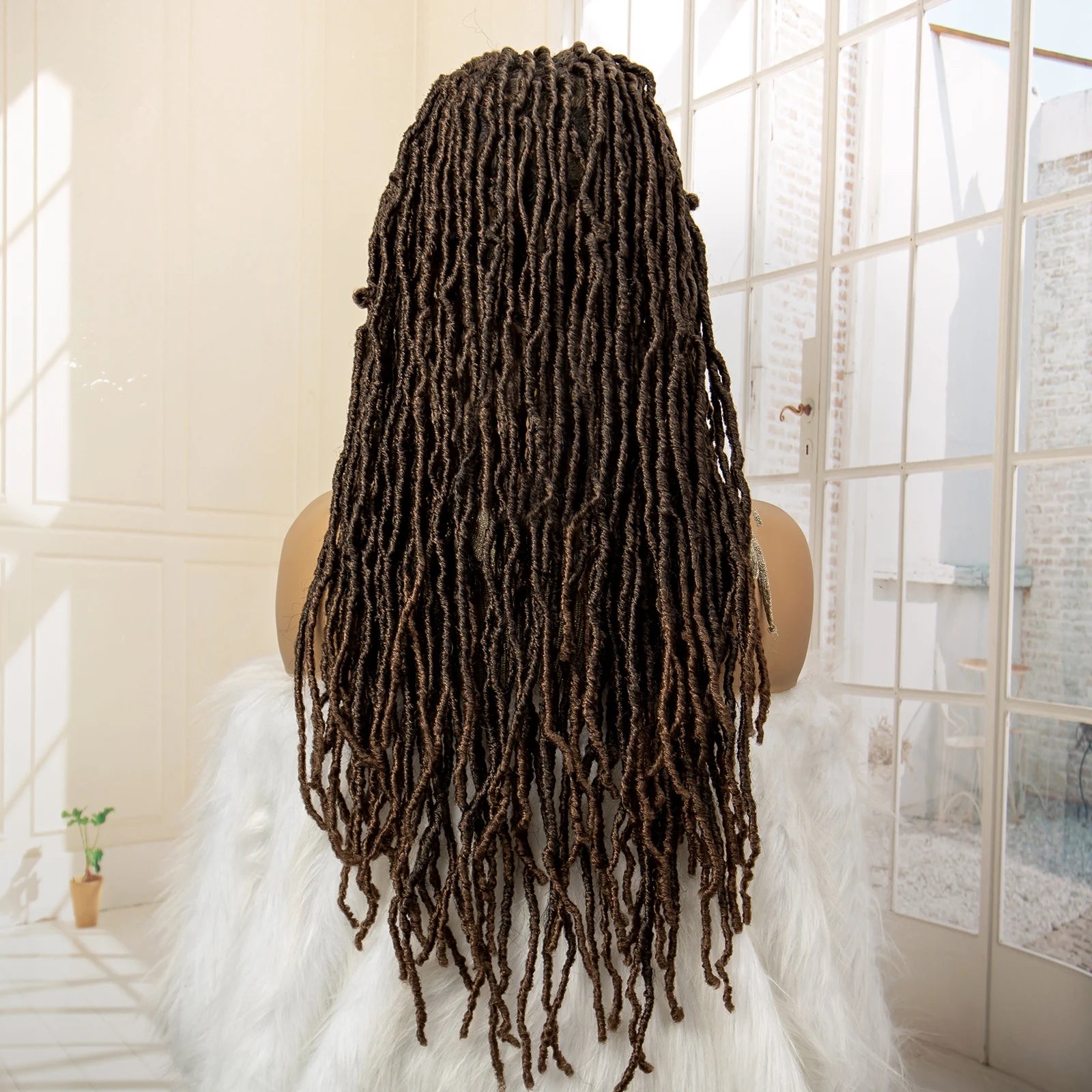 Synthetic Full Lace Locs Braided Wigs for Black Women 24 inches Knotless Box Dreadlock Braids Wig Lace Frontal Braiding Wig