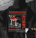 Men's autumn and winter casual fashion loose Tokyo pattern printed long sleeved hooded sweatshirt warm pullover