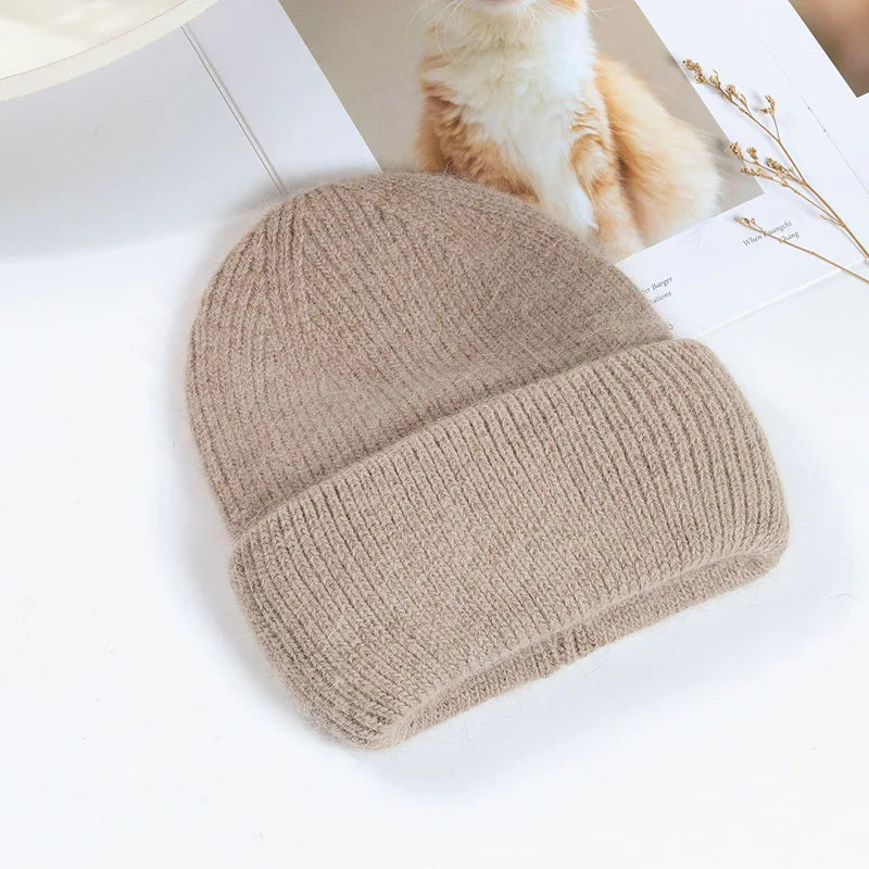 Women Winter Hat Real Rabbit Fur Winter Hats For Women Fashion Warm Beanie Hats Women Solid Adult Cover Head Cap