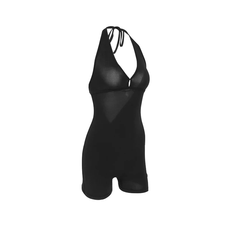 New Women Sexy Rompers Summer Female Solid Sexy Up V-Neck Low Chest Sleeveless Playsuits Casual Slim Club Party Female Rompers