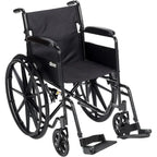 NEW PRODUCT.SSP118FA-SF Silver Sport 1 Folding Transport Wheelchair with Full Arms and Removable Swing-Away Footrest, Black