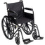 NEW PRODUCT.SSP118FA-SF Silver Sport 1 Folding Transport Wheelchair with Full Arms and Removable Swing-Away Footrest, Black
