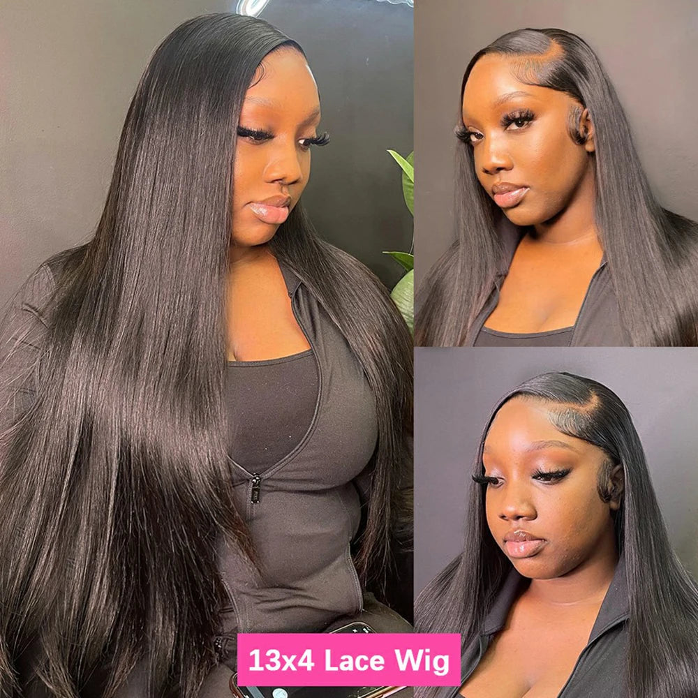 180 Density Straight HD Transparent 13x6 13x4 Lace Frontal Wig 360 Lace Front Wigs Human Hair Pre Plucked Brazilian Hair Bling