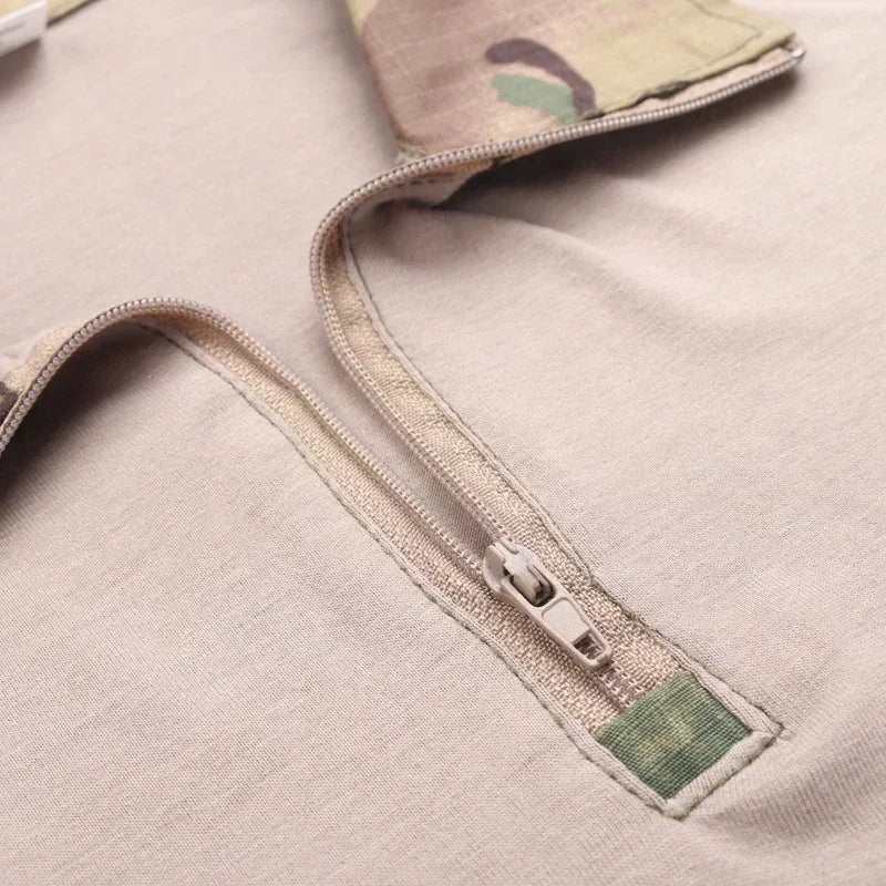 Softair Outdoor Long Sleeve Tactical Shirts Combat Shirt 1/4 Zipper Ripstop Wear-resisting Camo Airsoft T Shirts Men Clothing