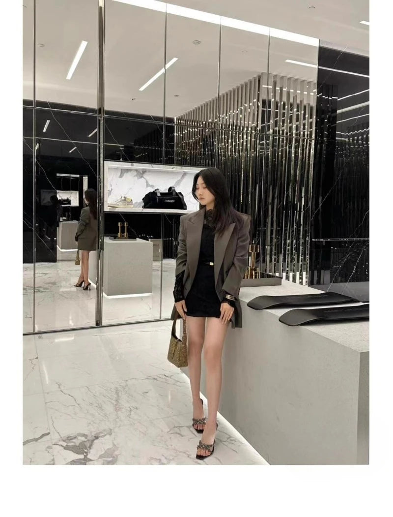 2026 NEW High Quality Luxury Heels Women's Sandals Designer Shoes Rhinestone Square Toe Open Toe Slides Женская Обувь