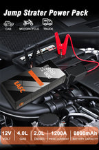 EAFC 1200A Smart Car Jump Starter with 150PSI Air Pump -8000mAh Power Bank  LED Light Smart Inflate for Cars Motorcycles Trucks