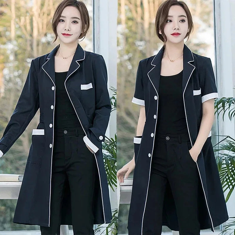 Beauty Salon Work Wear High Quality Spa Uniforms Tattooist Work Clothing Lab Coat Summer Purple Long Sleeve Scrubs Uniform New Main image