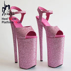 Pink Shiny Women Sandals 26CM/10Inchs High Heels Ultrahigh Heel Stripper Slippers Pole Dance Shoes Party Stage Show Sandals
