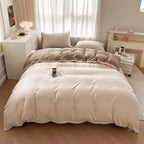 2-side Solid Color Brush Fabric Bed Set 4 Pieces Duvet Cover Pillowcase Bedding Set Bed Sheet Quilt Cover Single Queen King Size