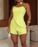 Women Sexy Backless Spaghetti Strap Jumpsuits Summer Casual Sleeveless High Waist Shorts Rompers Elegant Solid Slim Playsuits