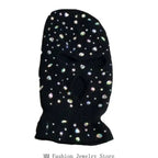 D0UB Knitted Hooded Face Cover Encrusted Halloween Cosplay Balaclava Outdoor