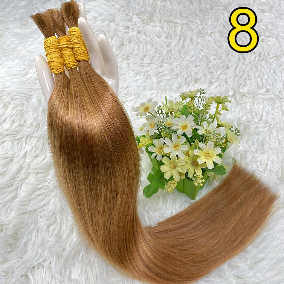 Ombre Straight Bulk Braiding Hair 100% Brazilian Virgin Remy Human Hair Extensions 613 Blonde Color Natural Hair Piece