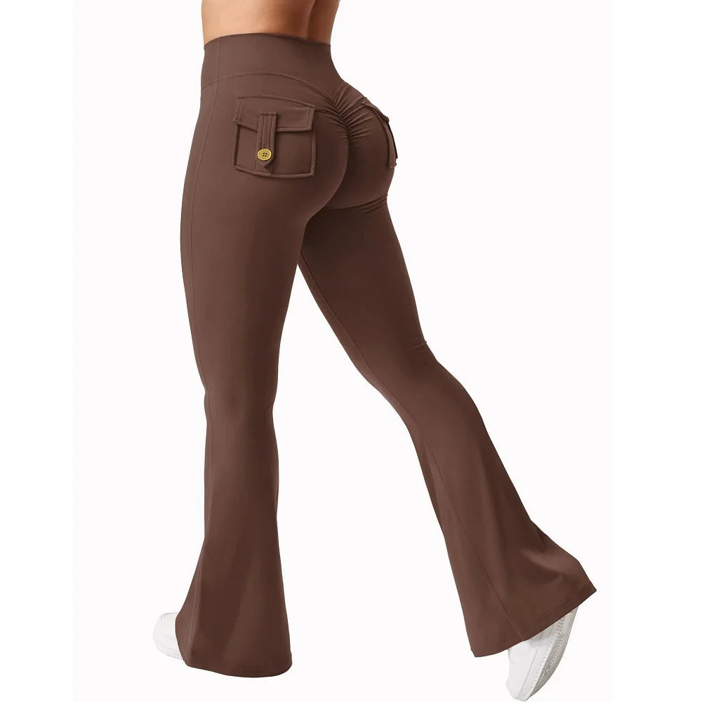 Fitness Yoga Leggings for Women Button Pocket Gym Leggings High Waist Butt Liftting Tights Leggins
