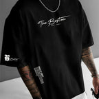 Men's summer 100 cotton fashionable casual sports loose Boston city slogan printed round neck short sleeved T-shirt top