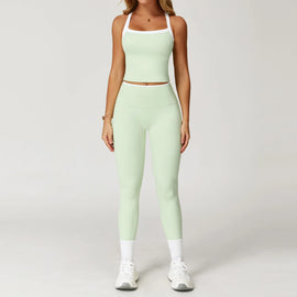 Women's Clothes 2 Pieces Workout Tracksuit Yoga Set Sportswear Gym Clothing High Waist Bell-bottoms Sexy Fitness Bta Sports Suit