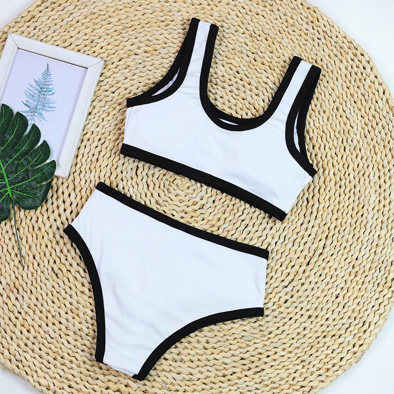 Woman Swimwear 2026 High Waist Bikinis Shorts Women's Swimsuit Luxury Ribbed Two-piece Bathing Suits Summer Bikini Set Swim Suit