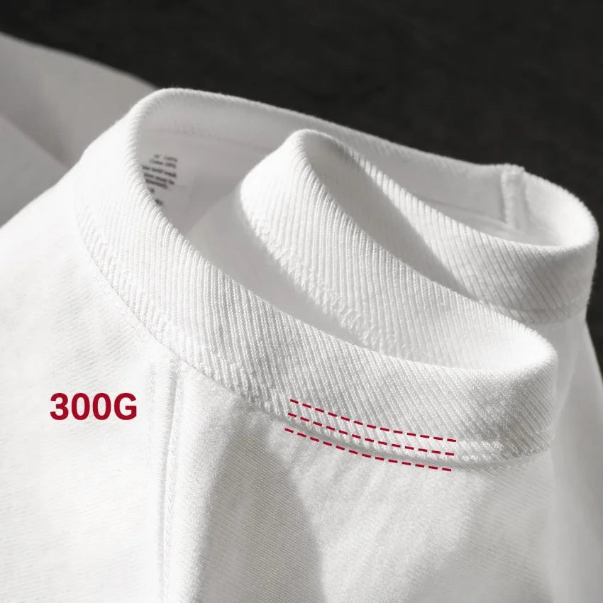 Heavyweight Impermeable 300g Carbon Matte Pure Cotton Thick Short Sleeved T-shirt Men and Women Pure White Simple Base Shirt Secondary image