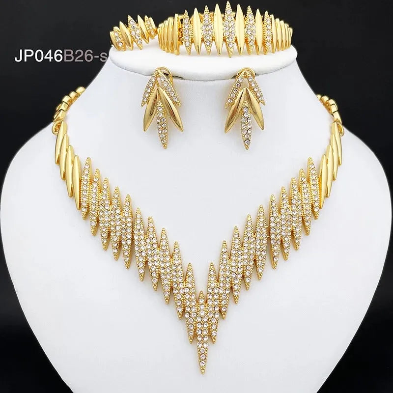 Fashion Jewelry Sets Gold Color Necklace And Earrings For Women 4 Pieces Jewelry Set Secondary image