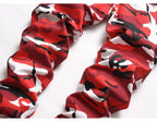Men Red Camouflage Print Jeans Casual Slim Straight Pants Contrast Color Streetwear Trousers