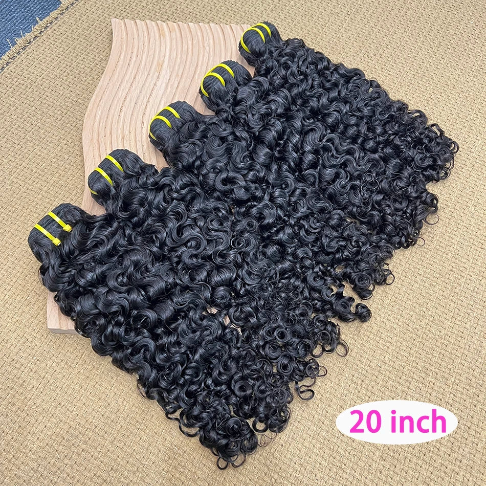 Burmese Curly Human Hair Bundles #1B Natural Color Wavy Raw Virgin Hair Weave Extensions Bouncy Curly 100% Human Hair For Women