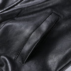 Vintage Zippers Short Leather Jackets Women's Casual Lapel Button Pockets Full Sleeve Coat 2025 Autumn New Lady Chic Streetwear