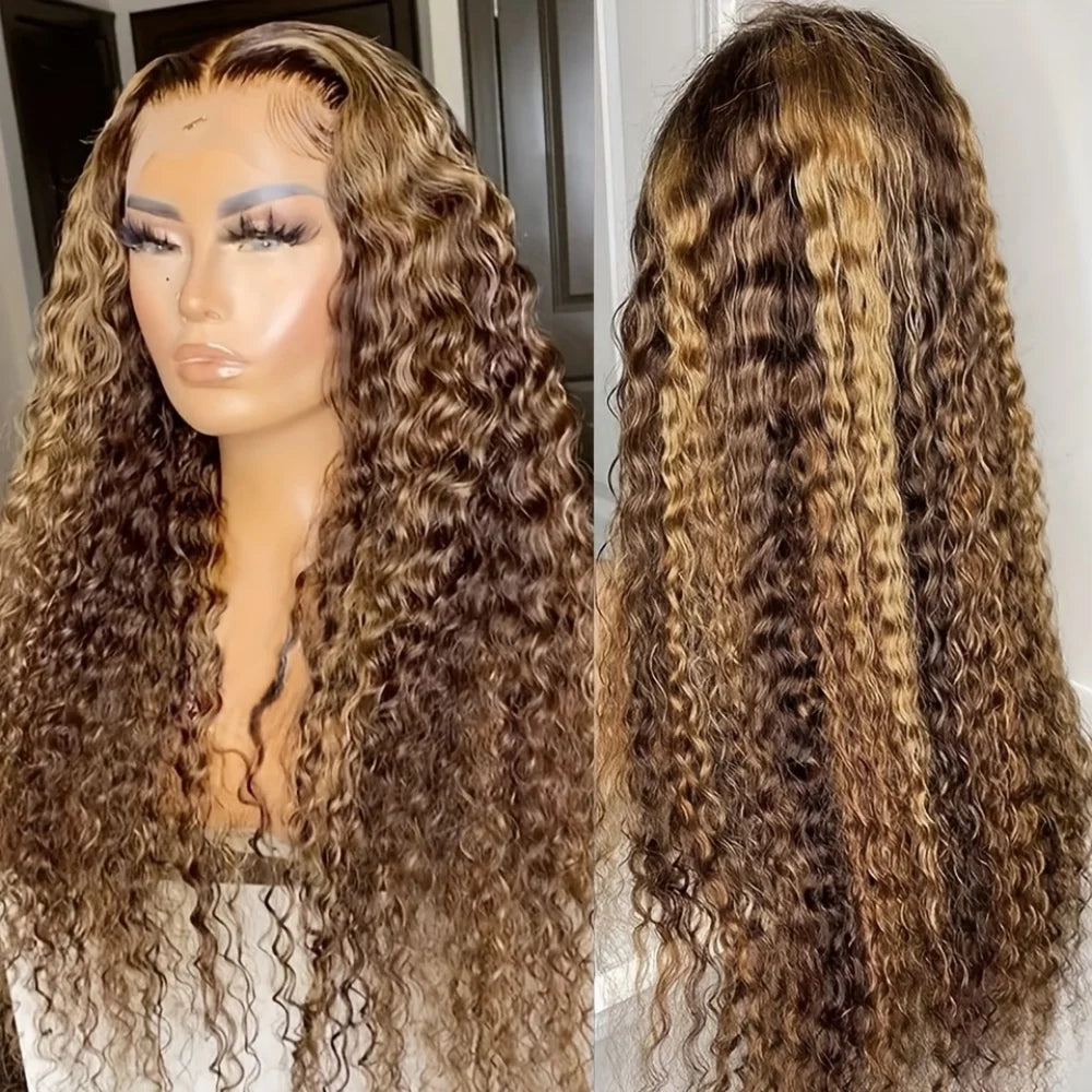 250% Density 427 Highlight Deep Wave Lace Front Wig Human Hair 13x6 13x4 HD Lace Frontal Wig Colored Ombre 100% Brazilian Wigs