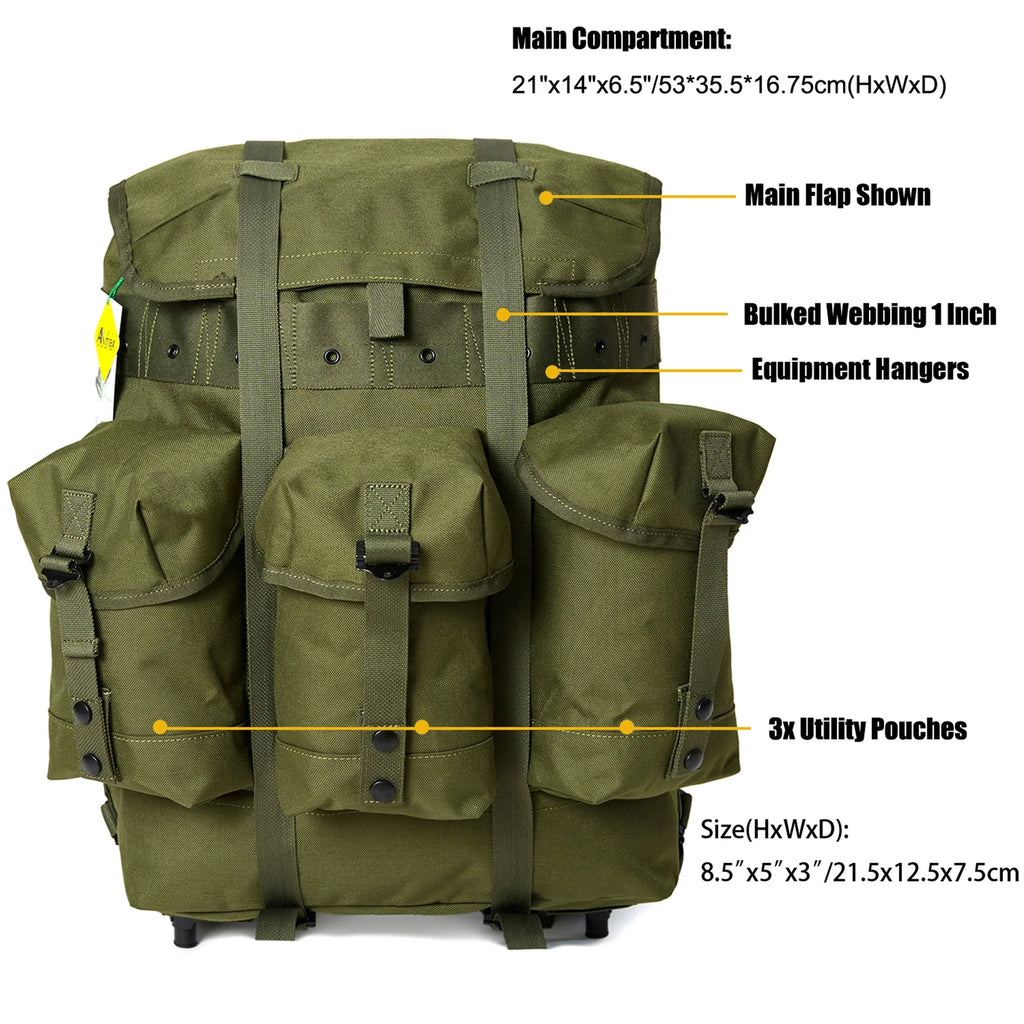 MT Military Alice Medium Pack Army Survival Combat ALICE Rucksack Backpack with External Metal Frame Olive Drab/Black/OCP