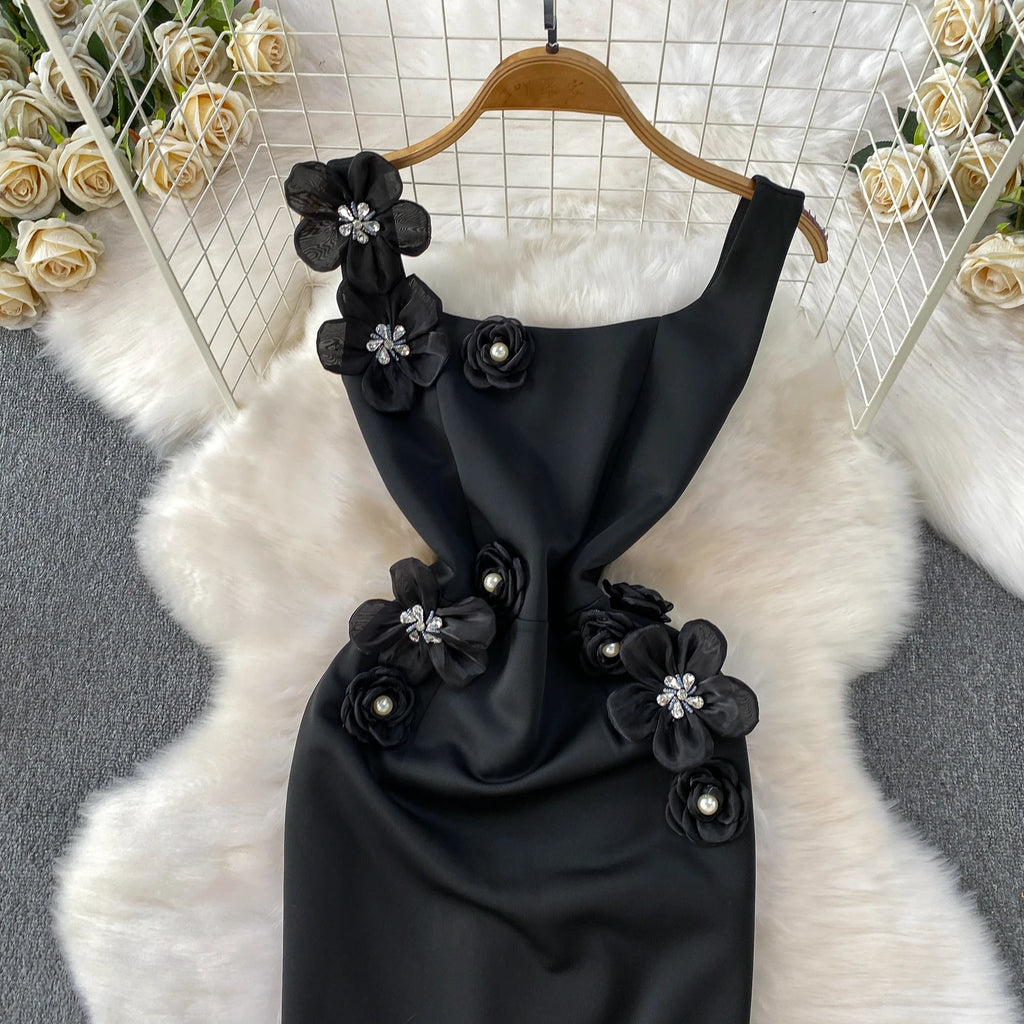 Chic vintage floral Three-dimensional Elegant Fairy korean fashion autumn Sundress women clothing