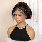 New Synthetic Full Lace Handmade Bantu Braided Wigs African Hair Wig for Black Women Short Cute Knotless Box Braiding Wig