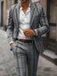 European American Style Men's Business Fashion High Quality Grey Two-Piece Suit Plaid Print Casual Style