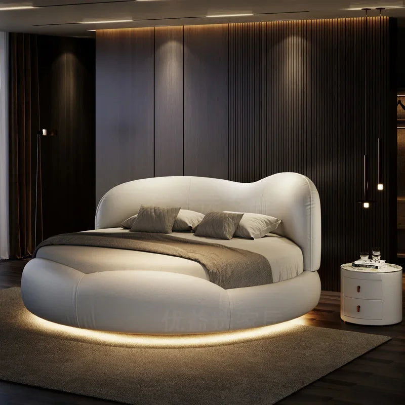 Princess Luxury Pretty Double Bed King Size Modern Italian Round Bed Loft Villa Camas De Dormitorio Bedroom Set Furniture Main image