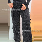 Y2K Bright Drill Women's High Waist Jeans Denim Work Pants Pocket Casual Baggy Streetwear Chic Daily Trousers 2025/2026 Spring Summer