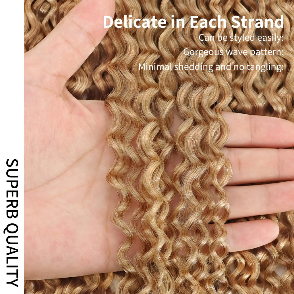 Honey Blonde Feather Crochet Human Hair Extensions Curly Invisible Miracle Knots Pre-Separated Crochet Hair for Women