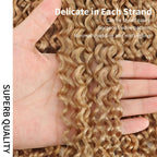 Honey Blonde Feather Crochet Human Hair Extensions Curly Invisible Miracle Knots Pre-Separated Crochet Hair for Women