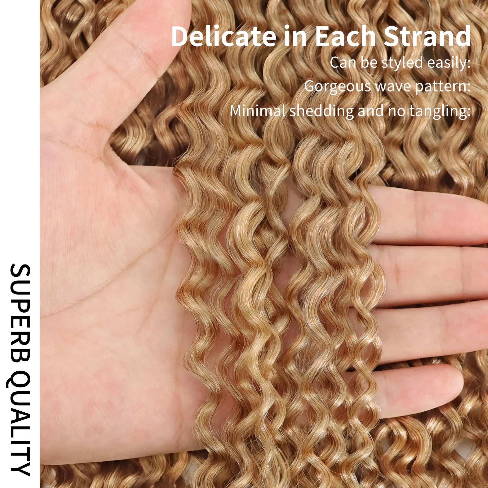 Honey Blonde Feather Crochet Human Hair Extensions Curly Invisible Miracle Knots Pre-Separated Crochet Hair for Women